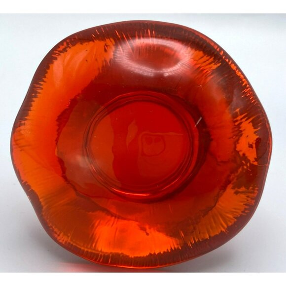 3 Viking Glass Mushrooms Persimmon Orange Amber Frosted Vintage MCM 60s 70s RARE - Picture 4 of 11